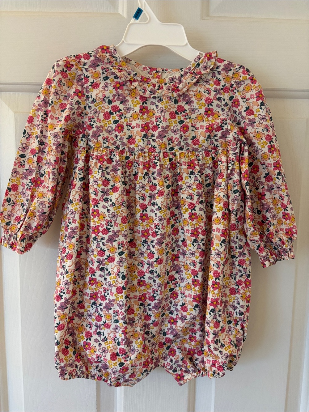 Boden Baby: adorable cotton one piece wth snap crotch floral pattern